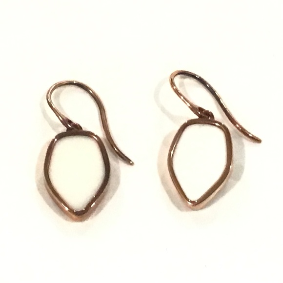 Monica Vinader Sterling Silver White Stone Rose Gold Tone Dangle Earrings 3/4" L - Picture 1 of 4